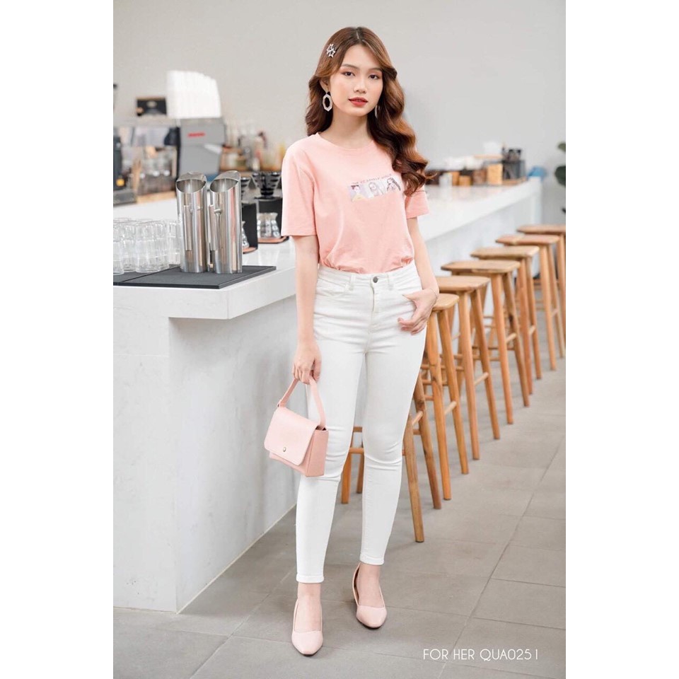 Quần jean nữ màu trắng trơn