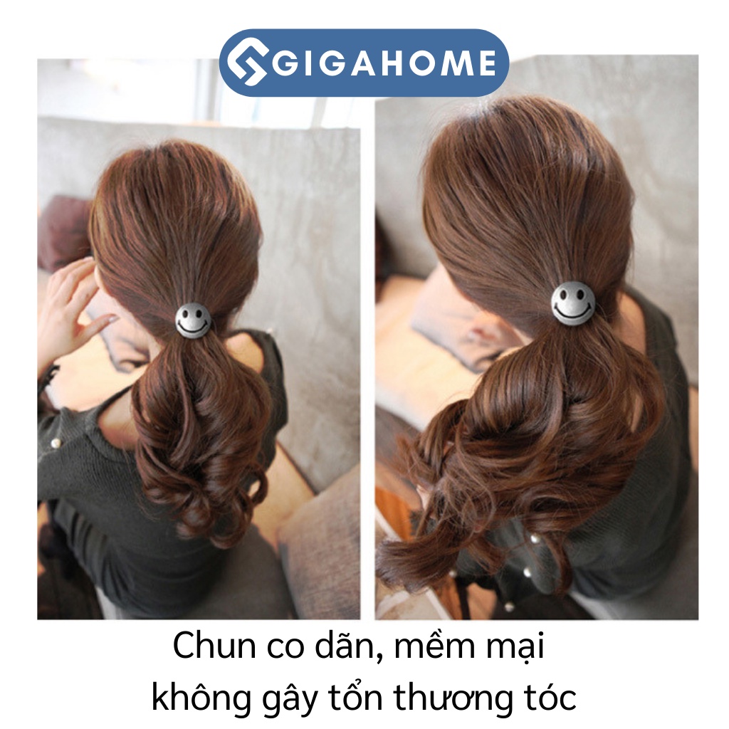 Dây Cột Tóc Họa Tiết Mặt Cười Đơn Giản GIGAHOME Cho Các Bạn Nữ 5992