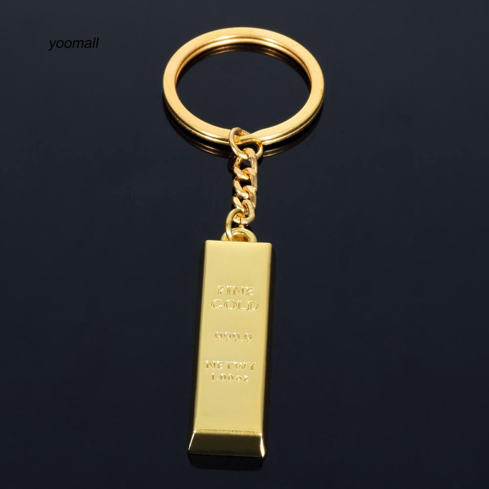 Móc khóa hình hình khối vàng giả thời trang độc đáo