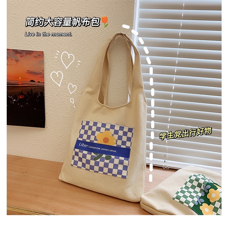 Hàng Có Sẵn Giao Hàng Nhanh Túi Xách Canvas Đeo Vai Sức Chứa Lớn Họa Tiết Hoa Phong Cách Harry Potter Dễ Thương Cho Nữ Sinh
