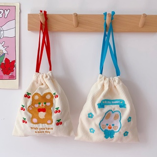 Túi dây rút họa tiết hoạt hình mini đựng đồ cá nhân 23x18cm