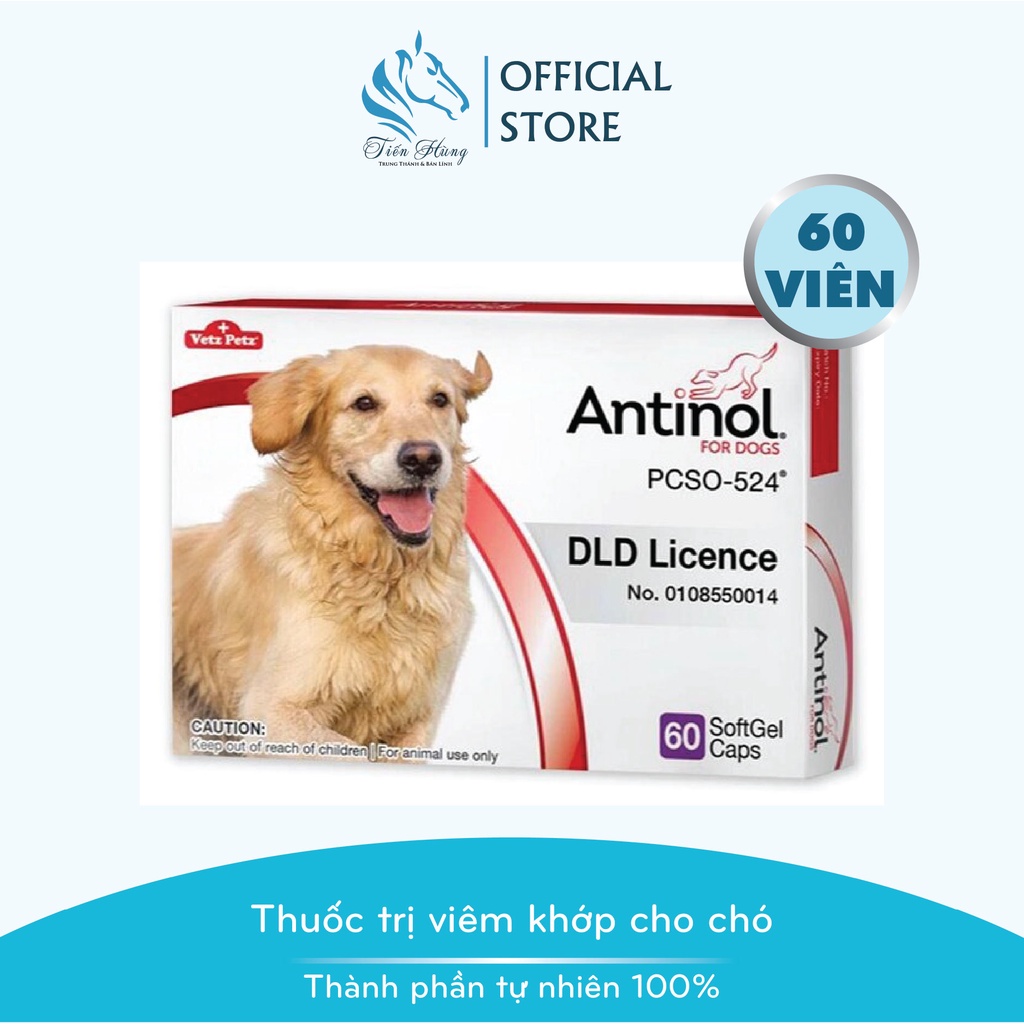 Vetz Petz Antinol bổ sung xương khớp cho chó, thành phần tự nhiên 100%, hộp 60 viên