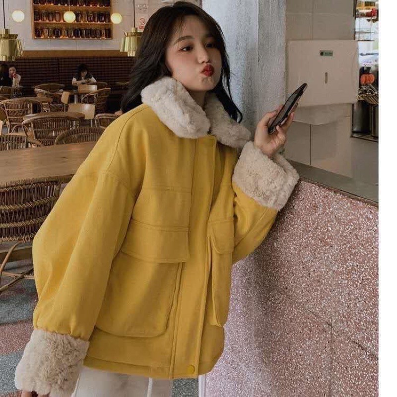 Áo khoác kaki lót lông