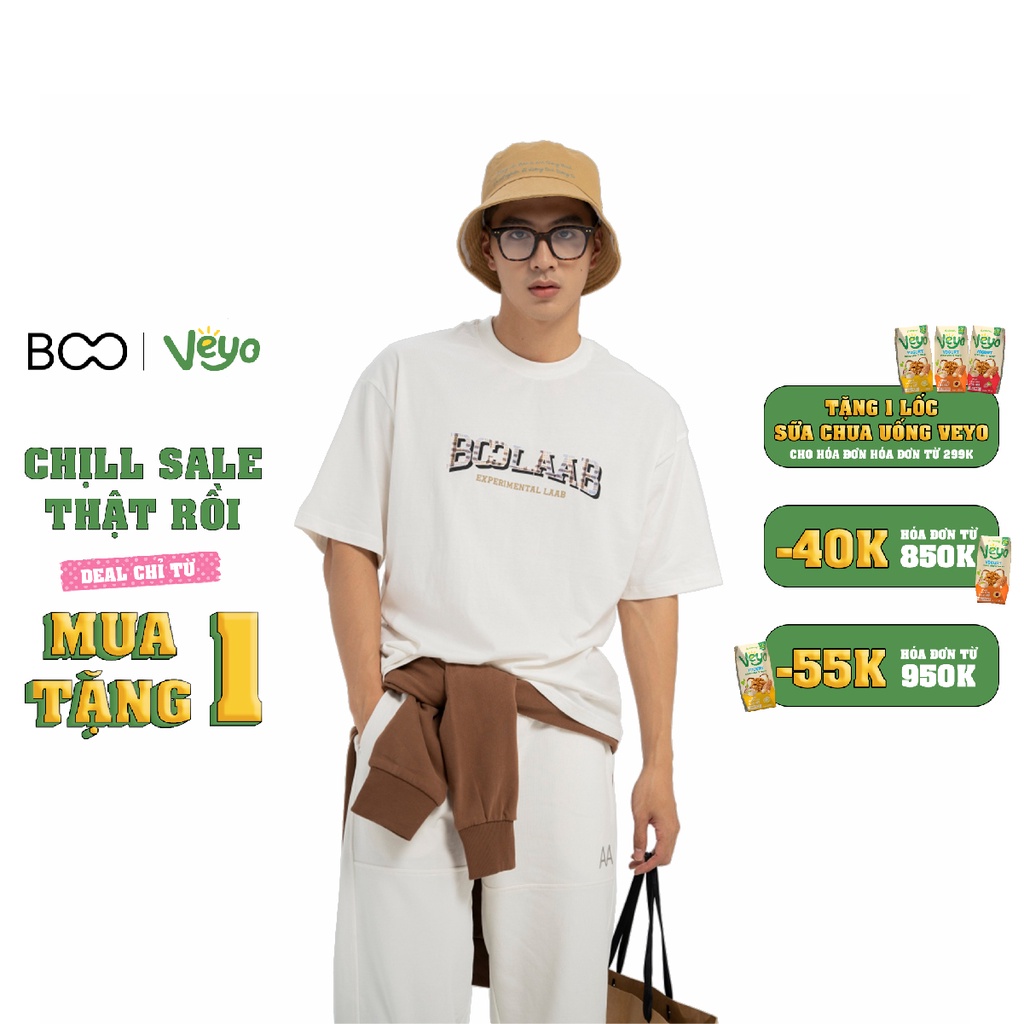 Áo Thun BOO Unisex Dáng Oversized 100%Cotton In Graphic Logo Boolaab