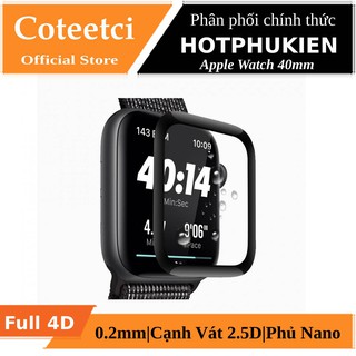 Miếng dán kính cường lực Full 4D cho Apple Watch 38mm / 40mm / 42mm / 44mm hiệu Coteetci (Vát mỏng 2.5D, độ nét HD)