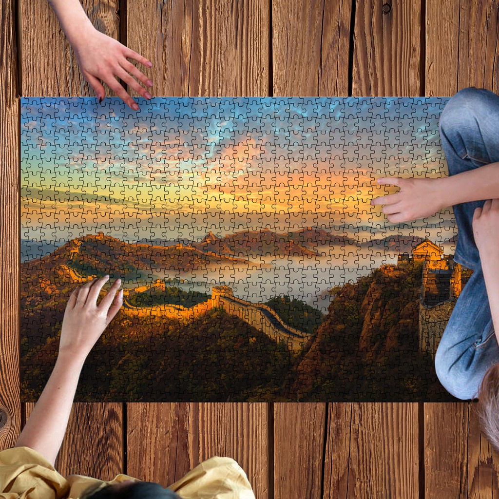(Chọn 1 trong 20 mẫu) Tranh ghép hình 925 mảnh ghép chủ đề Vạn lý trường Thành - Great wall of China, Nhận in tranh ghép