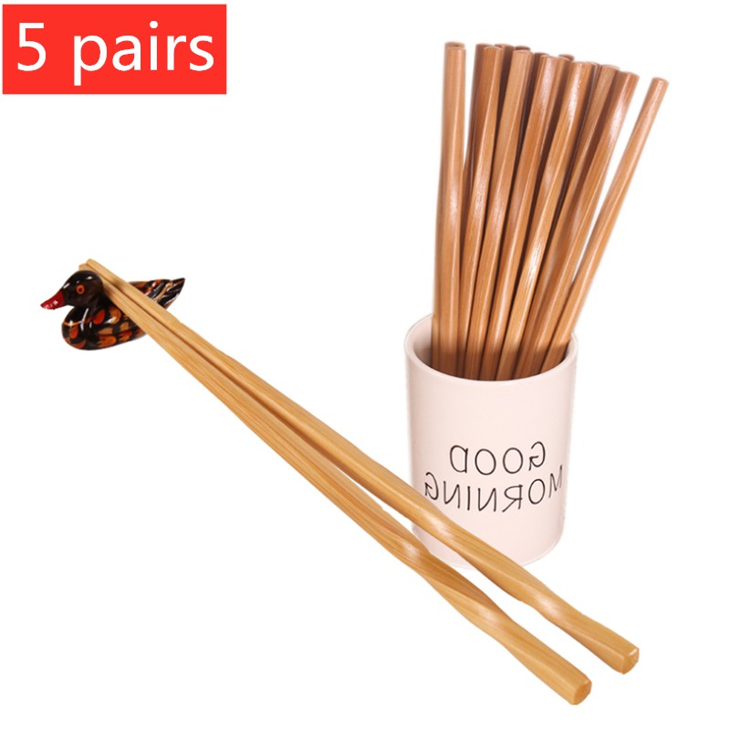 5pairs Natural bamboo chopsticks Reusable chopsticks hotpot chopsticks