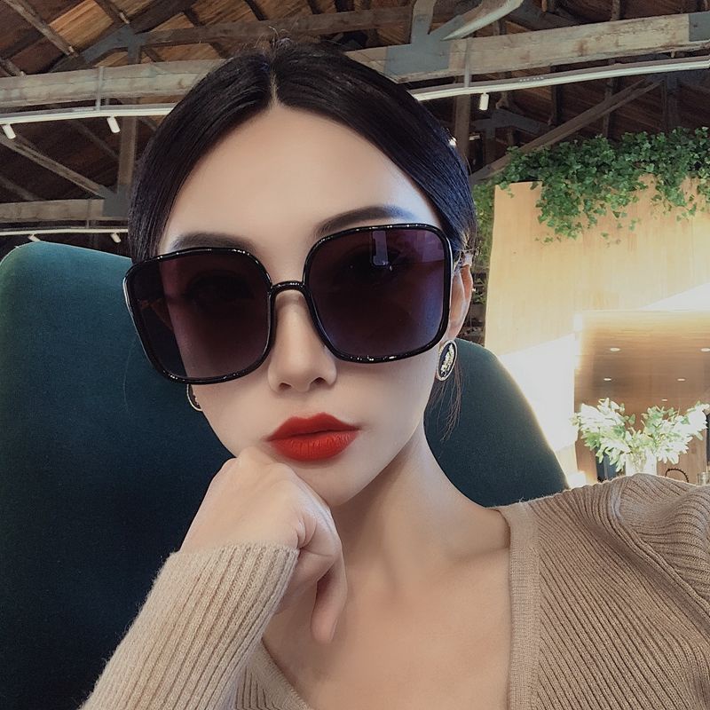 Sunglasses Women's New Glasses Online Celebrity Sunglasses Star Big Frame Slim Anti-UV Sunglasses Women