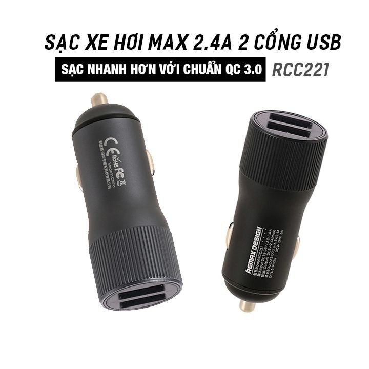 CÓC SẠC XE HƠI REMAX 2 CỔNG USB