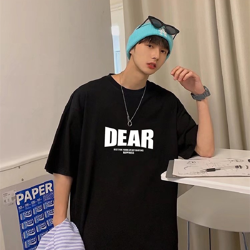 Áo Thun Tay Ngắn Dáng Rộng In Chữ Phong Cách Hip Hop Hàn Quốc Thời Trang Mùa Hè Cho Nam size M-5XL