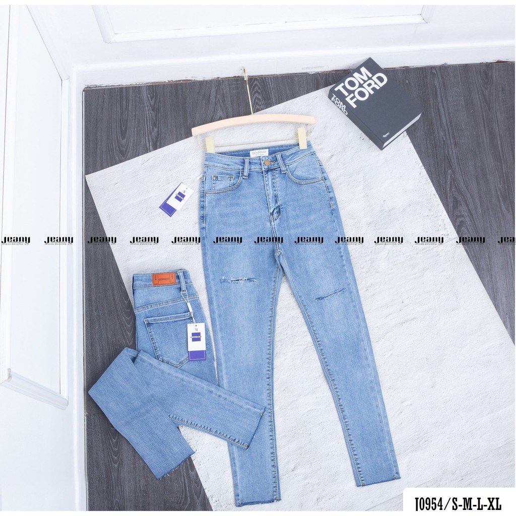 Quần Jean Nữ Ôm Skinny Wax Rách Xanh Nhạt Thời Trang J0954 - Jeany
