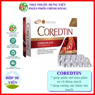 Mỡ máu COREDTIN dùng cho người mỡ máu cao, có nguy cơ tăng huyết ap, xơ vữa mạch máu ( hộp 30 viên)$
