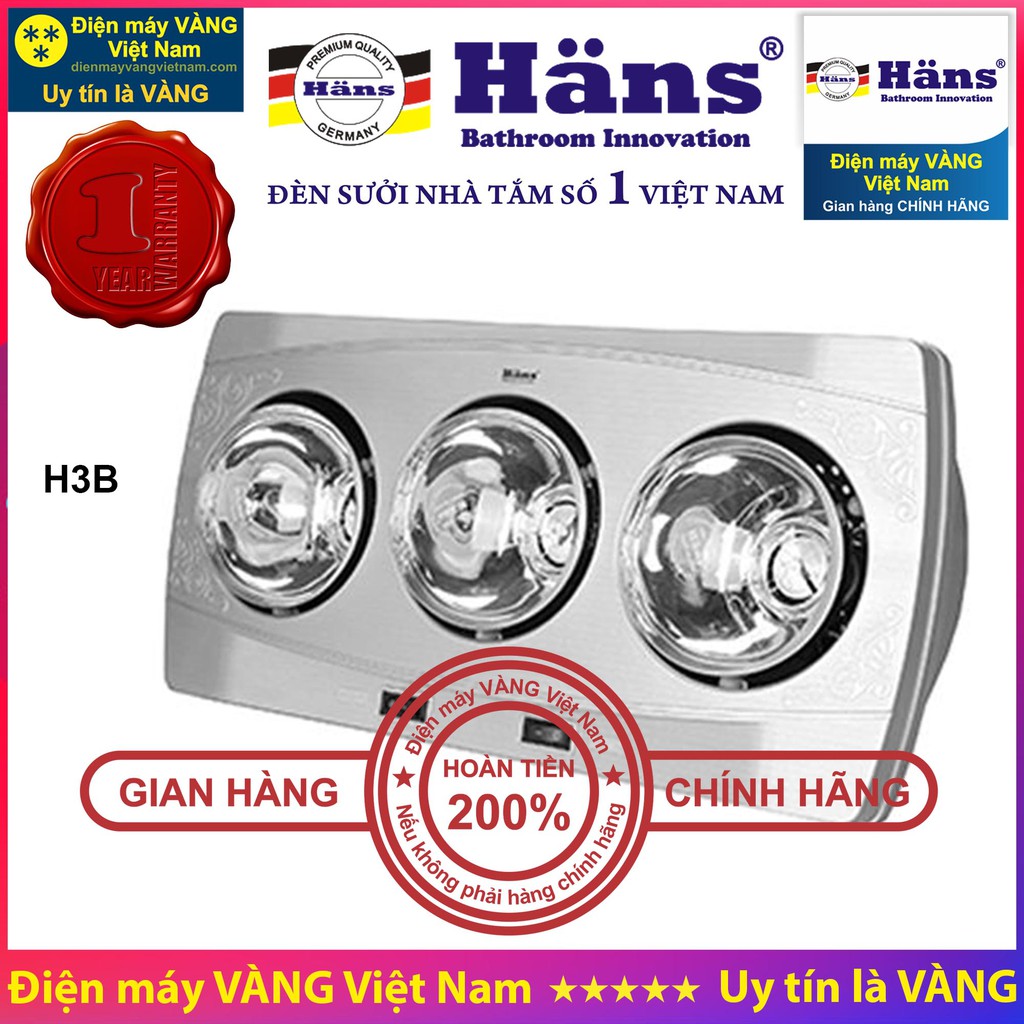 Đèn sưởi nhà tắm Hans H2B H3B H4B HA-S HA-R - Hàng chính hãng