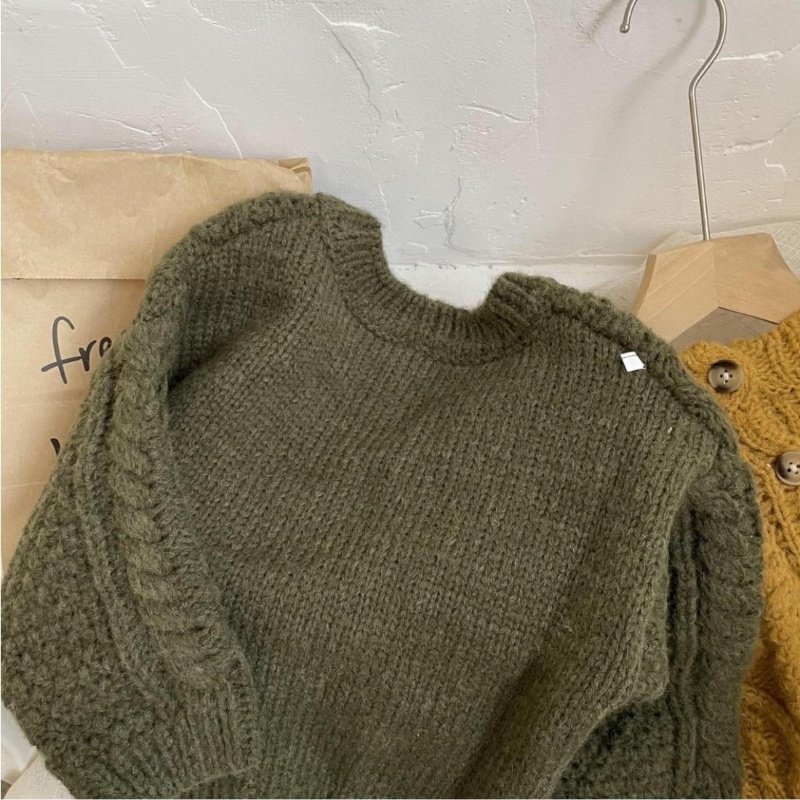MNGRL Áo Cardigan Len Rộng Phong Thời Trang Hàn Quốc Cho Bé Trai Bé Gái