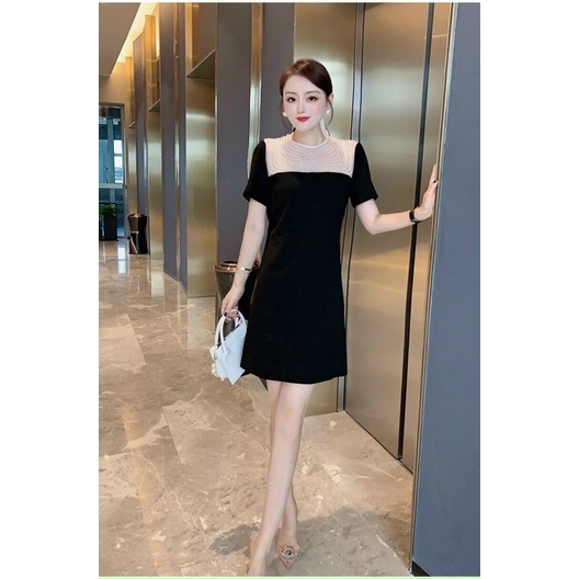 Đầm suông cổ đính hạt cao cấp. Nhập khẩu