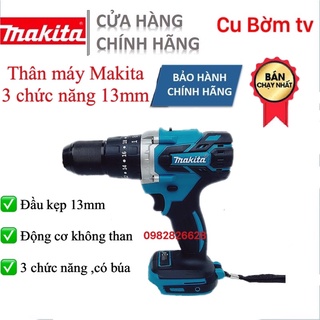 Thân máy khoan Makita đầu kẹp 13mn, đầu autolock, không chổi than