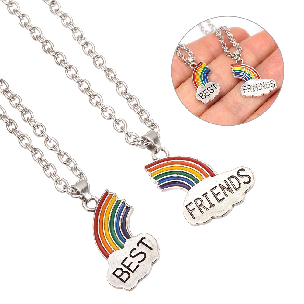CLEVER Fashionable Rainbow Face Friendship Necklace For Cute Couple/Sisters