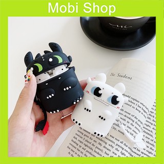 Ốp airpods 1/2/3 PRO Rồng Fury trắng đen siêu ngầu cho tai nghe không dây i11