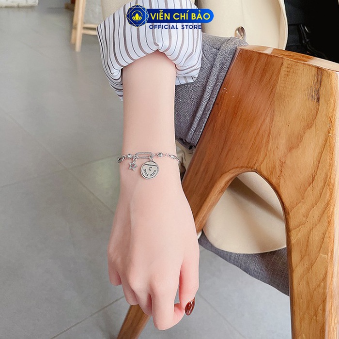 Lắc tay bạc nữ khoá chốt dây xoắn, vòng tay nữ bạc 925 thời trang phụ kiện trang sức nữ Viễn Chí Bảo L000268
