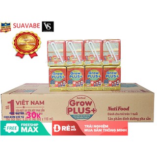 Bộ 12 lốc 4 hộp Sữa bột pha sẵn Nuti Grow Plus đỏ 110ml