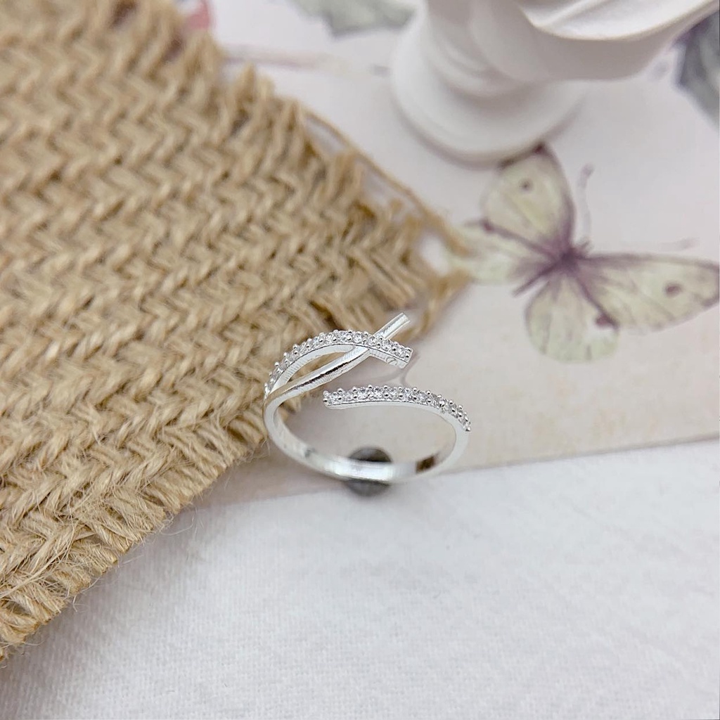 Nhẫn bạc nữ PANSY freesize, nhẫn đính đá chuẩn bạc ta 925 cao cấp