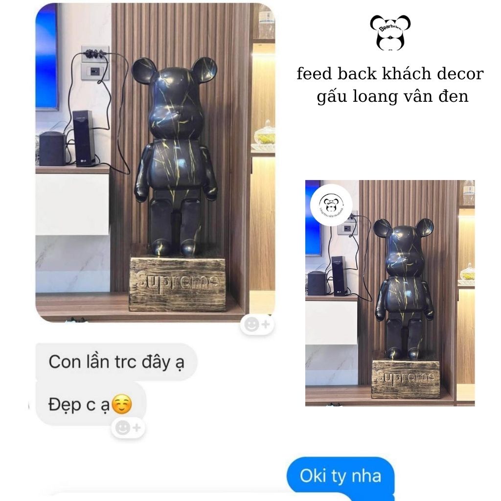 Bearbrick 1000 và gấu bearbrick 50cm, mẫu trắng đen loang vân thời thượng- Chin Official Store