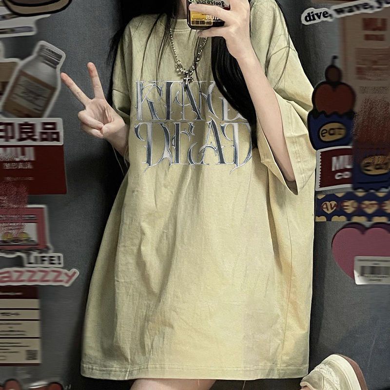 Áo Thun Nữ Ngắn Tay Dáng Rộng In Chữ Jiashucheng