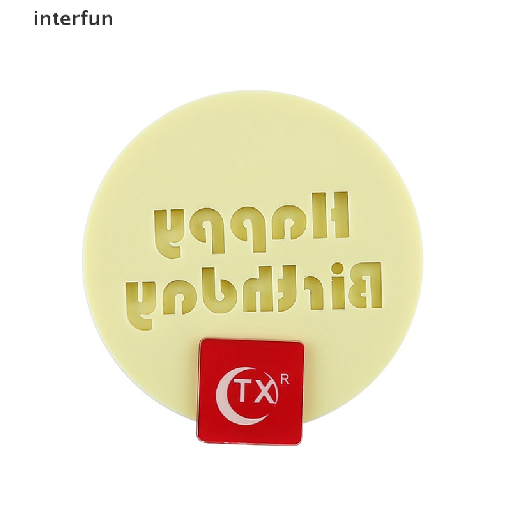 Khuôn Tròn In Nổi Chữ Happy Birthday Bằng Acrylic Dùng Trang Trí Bánh Kem