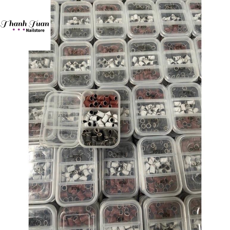 Nhám hộp 60 chiếc 3 kích cỡ khác nhau chuyên dụng cho máy mài móng nail(tặng đầu gài nhám) - Phụ kiện đồ nail