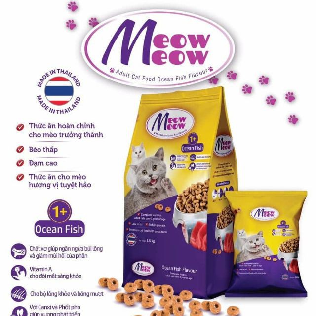 Thức ăn hạt cho mèo trưởng thành Meow Meow cân bằng dinh dưỡng - Jpet Shop