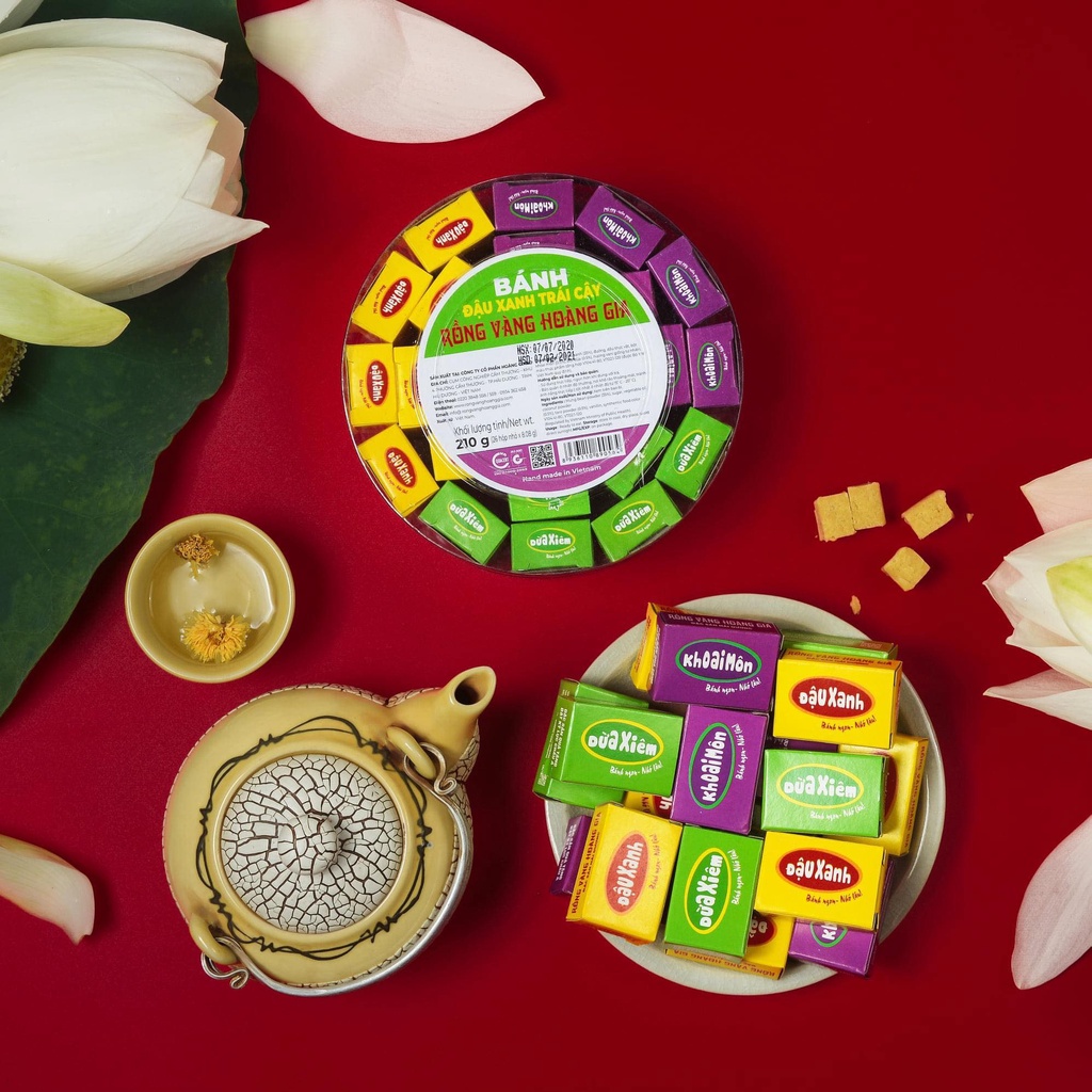 Bánh Đậu Xanh Rỗng Vàng Hoàng Gia Các Vị Hộp 300g