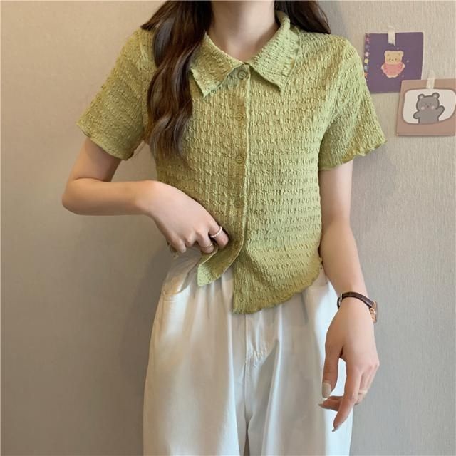 Áo sơ mi COZOK tay ngắn dáng ôm phong cách Hàn Quốc