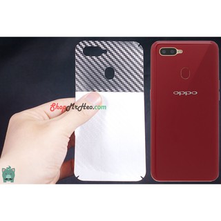 Bộ 3 Skin Dán Mặt Lưng Vân 3D OPPO A5s - OPPO A7 - OPPO A12 - Carbon, Hình hộp, Nhám