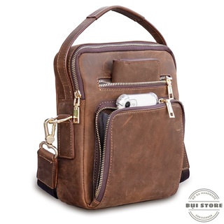 Túi chéo nam da thật, Túi đeo chéo thời trang nam da bò sáp 100% khâu tay Handmade