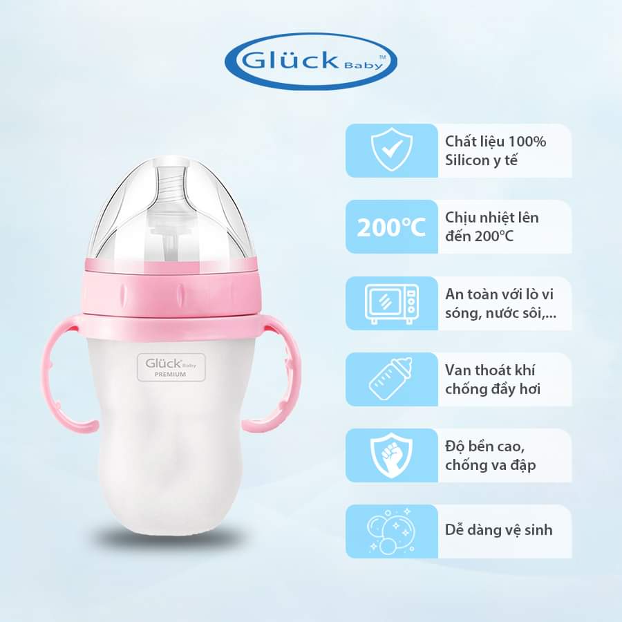 Bình sữa silicon Gluck Baby Premium 240ml