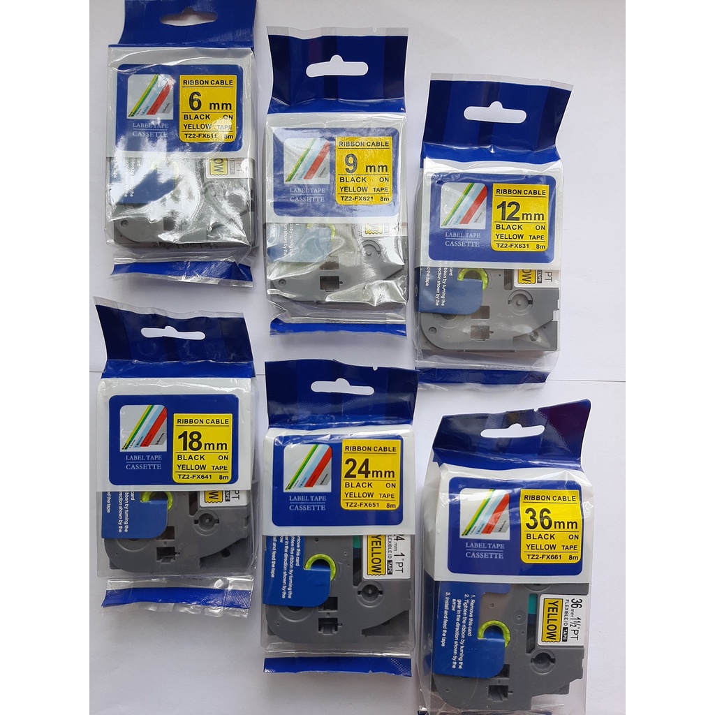 Nhãn In Brother Tz2-631, Khổ 12mm x 8 Mét, Chữ Đen Nền Vàng ,Tương Thích Dùng cho máy Brother