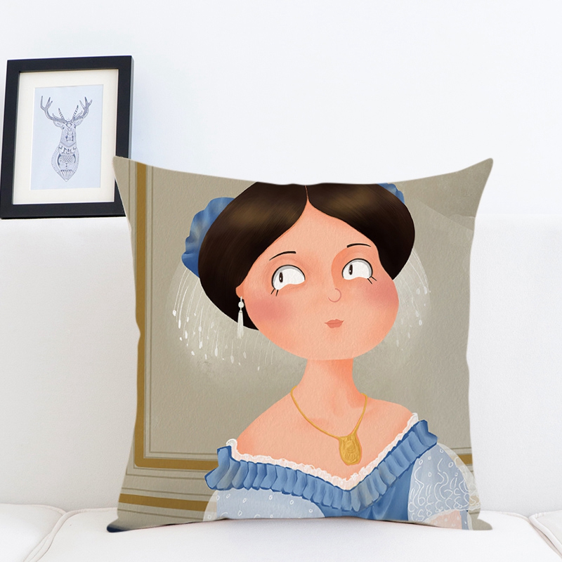 Vỏ Gối Sofa In Hình Mona Lisa Hoạt Hình Vui Nhộn Mềm Mại Thoáng Khí
