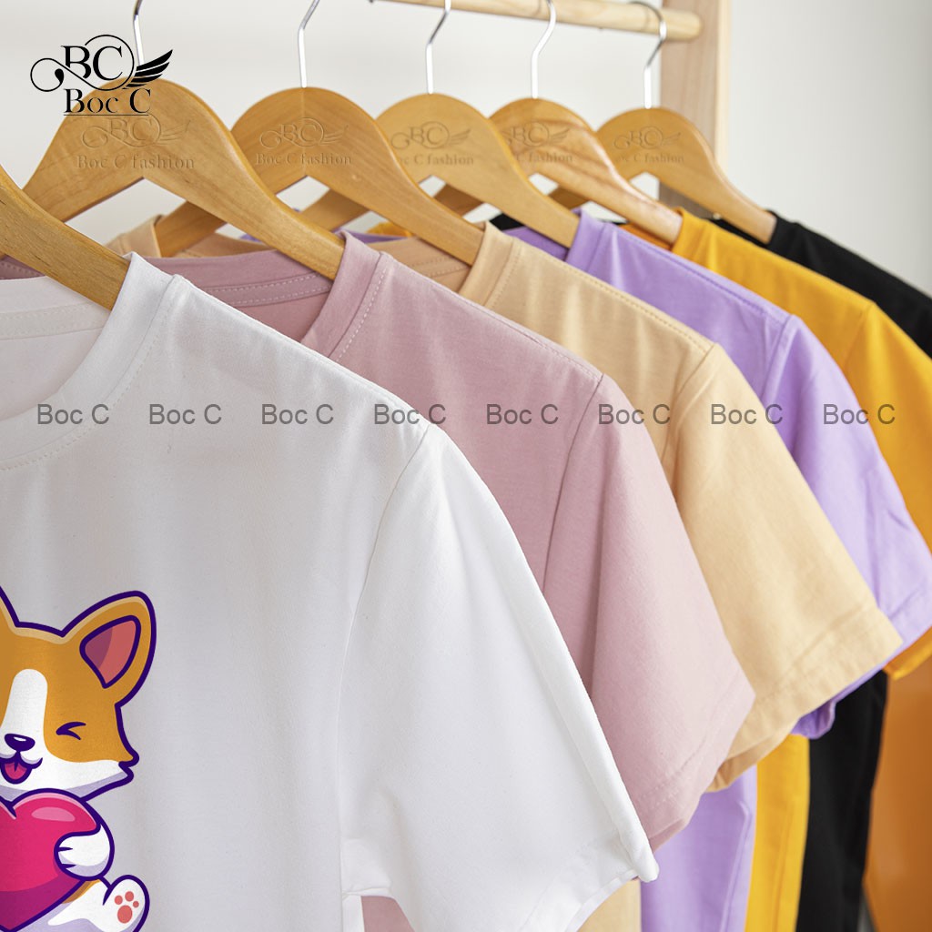 Áo phông nữ mùa hè đi biển mặc nhà đồ đôi chất cotton siêu cute Bocc áo thun tay ngắn vải mát in hình đẹp MÈO TIM - Z36