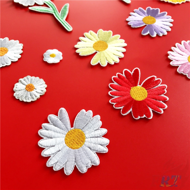 Sticker Ủi Thêu Hình Hoa Cúc &amp; Hoa Hướng Dương