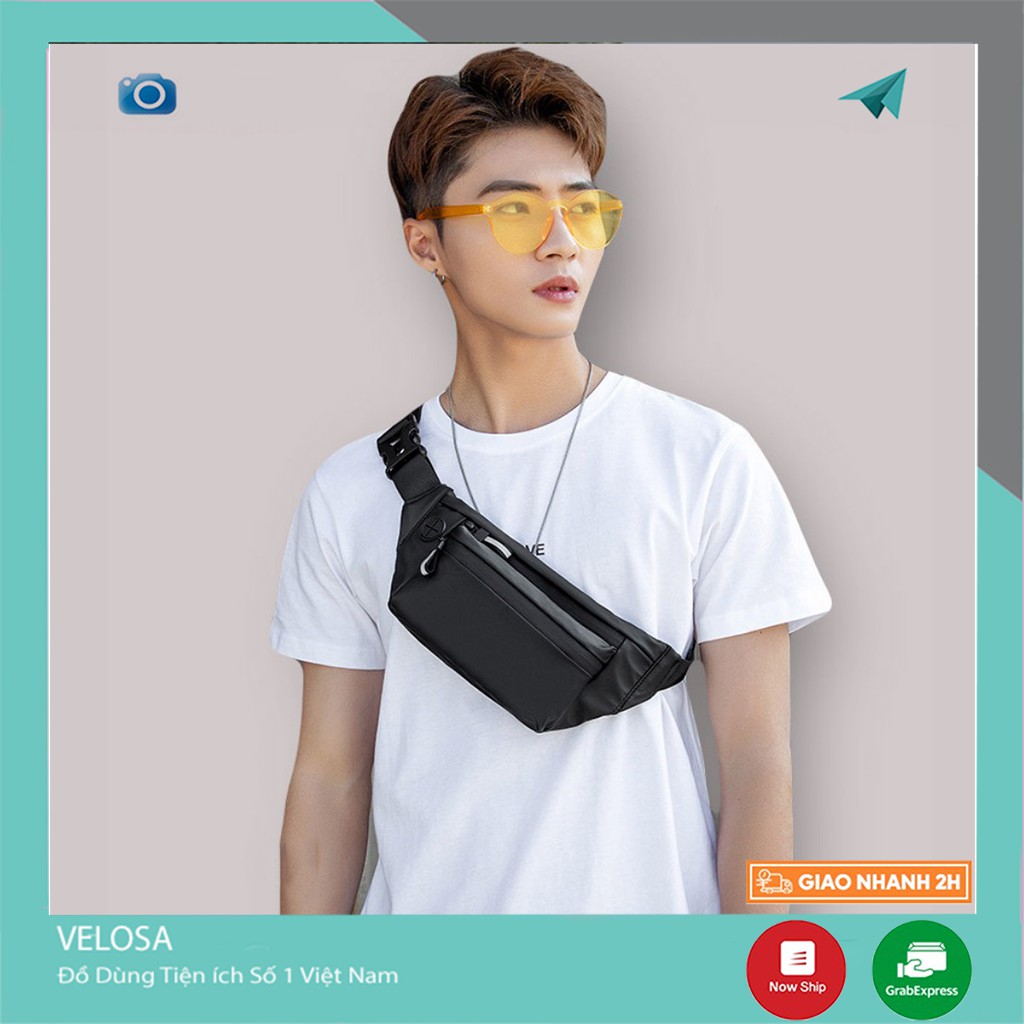 Túi Đeo Chéo Nam Nữ Unisex Thời Trang Chống Nước Vải Đen Túi Bao Tử Trượt Nước Đeo Hông Lưng Bụng Basic | BigBuy360 - bigbuy360.vn