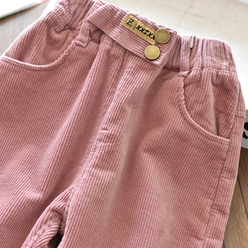 Quần Cotton Nhung Dài Dáng Rộng Giữ Ấm Mùa Đông Cho Bé