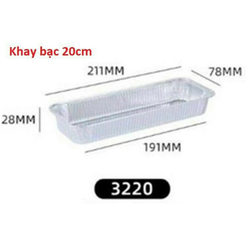 Khay đế bạc nhôm dài 7x20cm làm bánh pizza (Giá 125 cái)
