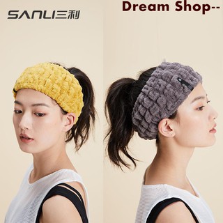 Băng đô thể thao Sanli Phiên bản hàn quốc của băng đô dễ thương dùng để rửa mặt bán khăn đội đầu trang điểm dễ thương làm đẹp lưới màu đỏ