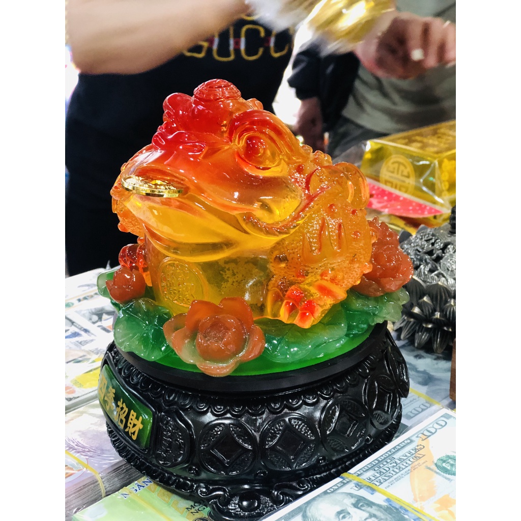 Tượng Cóc Ba ChânThiềm Thừ chiêu tài lộc Size lớn [Trầm Hương Búp Sen]