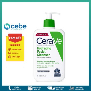 Sữa rửa mặt da khô CeraVe Hydrating Facial Cleanser Value Size (473mL)