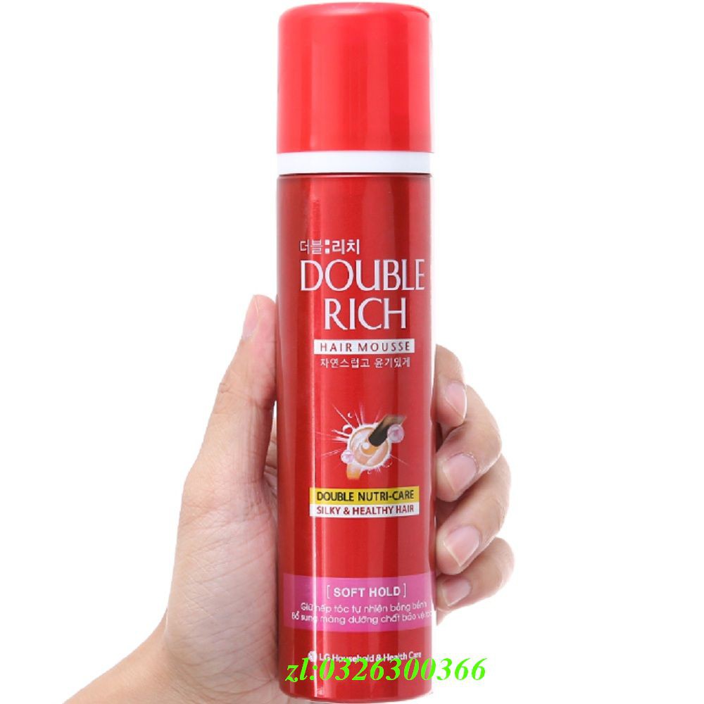 Mouse Tạo Kiểu Tóc 150Ml Double Rich Giữ Nếp Tóc Tự Nhiên, Nuôi Dưỡng Tóc Bồng Bềnh, Chính Hãng.