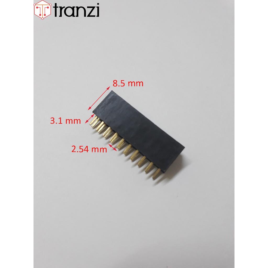 Giăm cắm 2.54mm đôi cái thẳng 2x10P 8.5mm đen - túi 5 cái