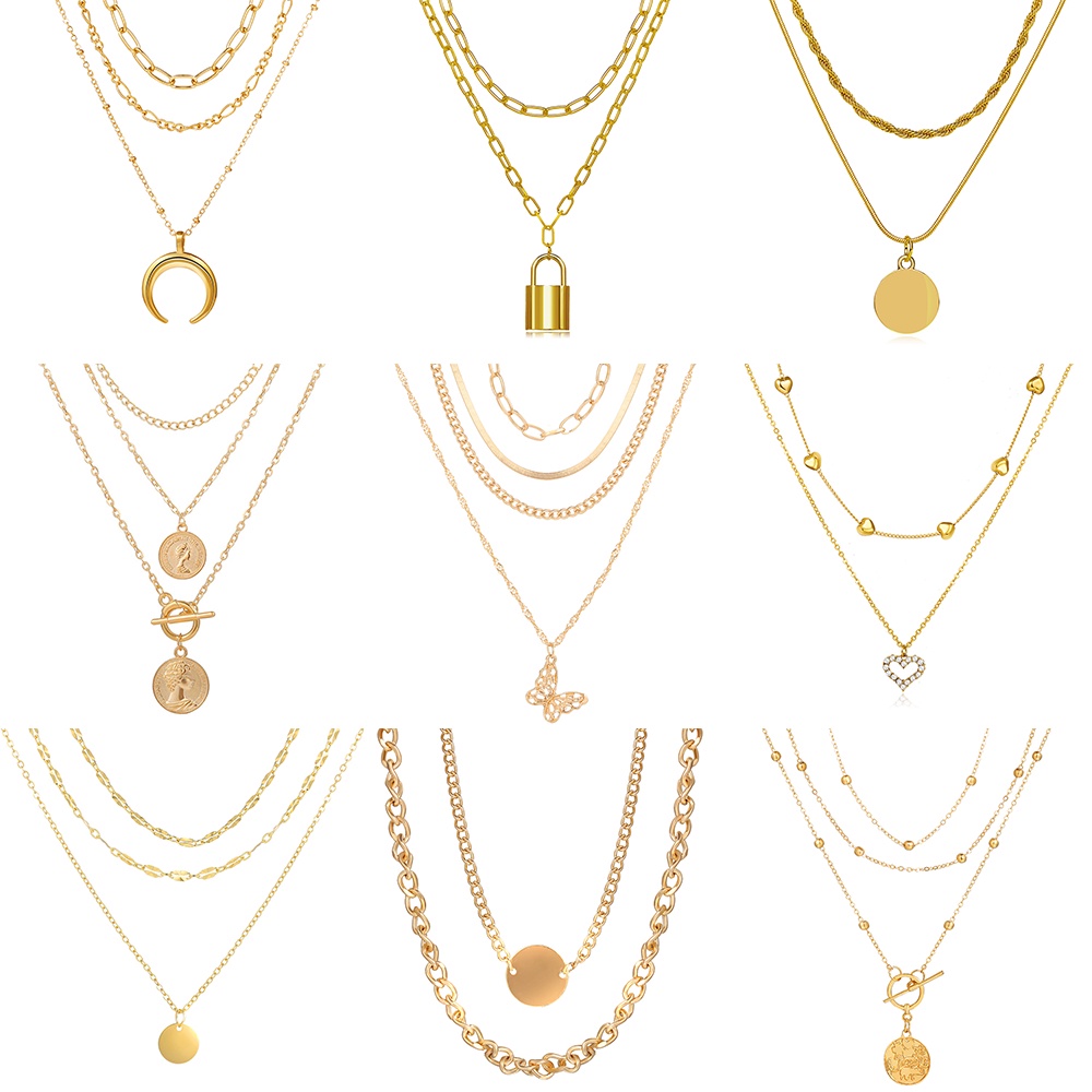 iF YOU Vòng cổ Mặt Hình Trái Tim/ Bướm/Ngọc Trai Thời Trang Vintage Cho Nữ