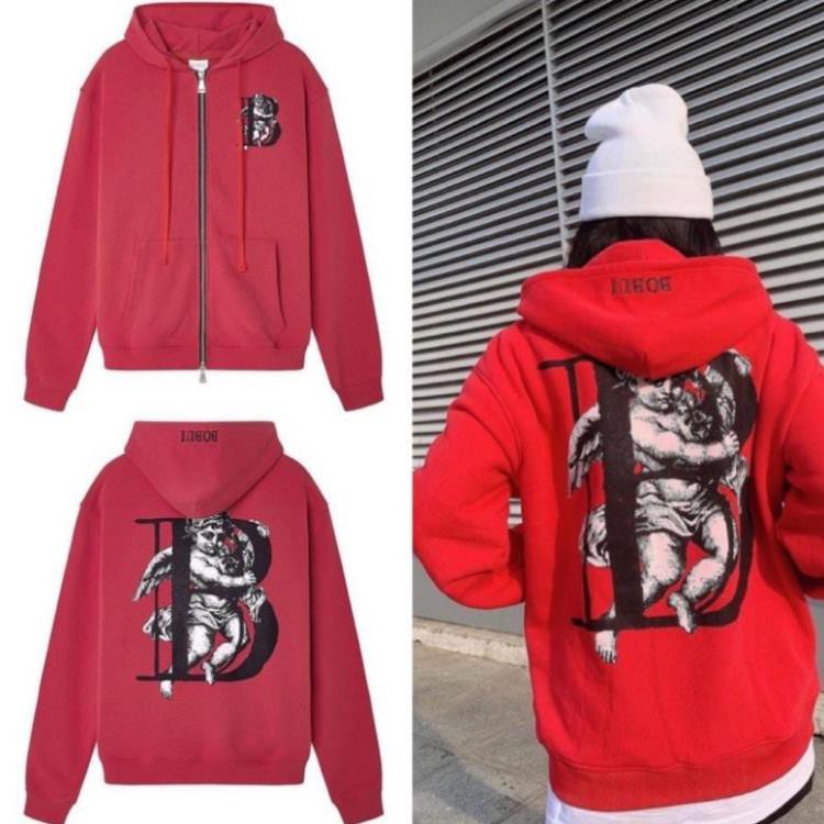 Áo khoác áo hoodies zip thiên thần B BOBUI CHUẨN REAL - màu đỏ