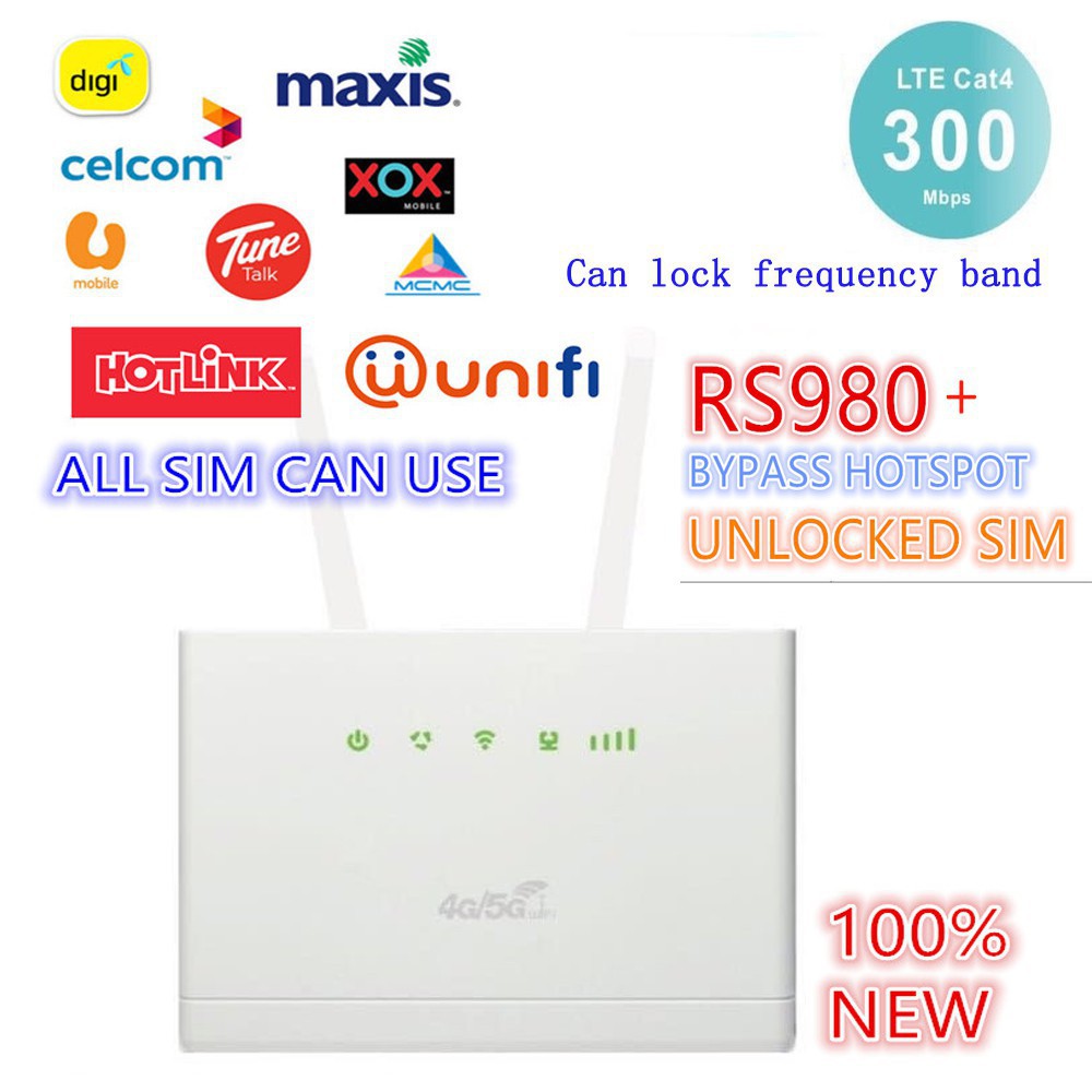 Bộ phát Wifi 3G/ 4G CPE RS980 Tốc độ 300Mb Hỗ Trợ 2 Cổng Lan, có anten. Hỗ trợ chạy 32 thiết bị